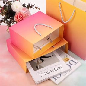 img 1 attached to 🛍️ Eusoar 30pcs Yellow & Orange Gradient Color Shopping Bags for Boutique: 3 Size Mixed Kraft Paper Gift Bags with Handles