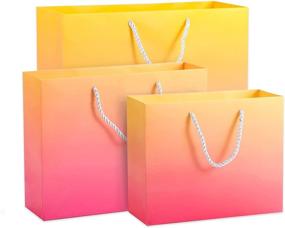 img 4 attached to 🛍️ Eusoar 30pcs Yellow & Orange Gradient Color Shopping Bags for Boutique: 3 Size Mixed Kraft Paper Gift Bags with Handles