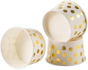 img 2 attached to 🍨 Blue Panda 50-Count Paper Ice Cream Sundae Cups: Gold Polka Dot 8-Ounce Party Supplies for Yogurt Desserts