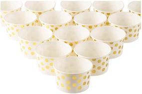 img 1 attached to 🍨 Blue Panda 50-Count Paper Ice Cream Sundae Cups: Gold Polka Dot 8-Ounce Party Supplies for Yogurt Desserts