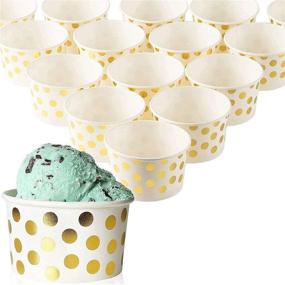 img 4 attached to 🍨 Blue Panda 50-Count Paper Ice Cream Sundae Cups: Gold Polka Dot 8-Ounce Party Supplies for Yogurt Desserts