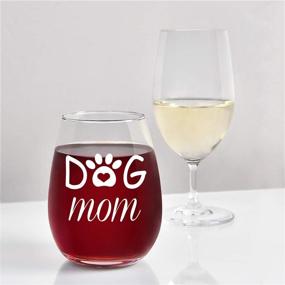 img 2 attached to 🐶 Dog Mom Stemless Wine Glass for Women, Dog Lover, Mom, Mother, Wife - 15Oz - from Daughter, Son, Husband - Funny Gift