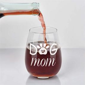 img 3 attached to 🐶 Dog Mom Stemless Wine Glass for Women, Dog Lover, Mom, Mother, Wife - 15Oz - from Daughter, Son, Husband - Funny Gift