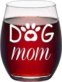 img 4 attached to 🐶 Dog Mom Stemless Wine Glass for Women, Dog Lover, Mom, Mother, Wife - 15Oz - from Daughter, Son, Husband - Funny Gift