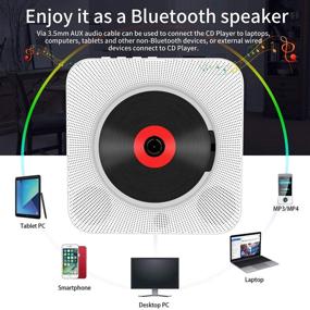 img 3 attached to 🔊 Wall Mountable Bluetooth CD Player Speaker by Wrcibo - Upgraded Version with Remote, HiFi Speaker, USB Drive Player and Aux in & Headphone Jack - White