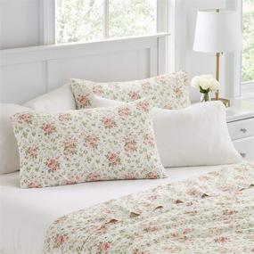 img 2 attached to Laura Ashley Home Percale Collection: 6-Piece 100% Cotton Sheet Set 🛏️ - Cool, Crisp, and Breathable Bedding for Queen-sized Bed - Marissa Coral