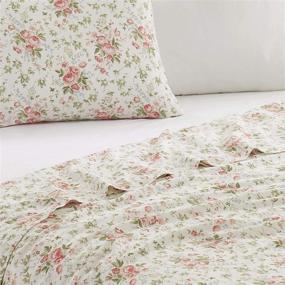 img 1 attached to Laura Ashley Home Percale Collection: 6-Piece 100% Cotton Sheet Set 🛏️ - Cool, Crisp, and Breathable Bedding for Queen-sized Bed - Marissa Coral