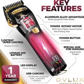 img 2 attached to 💇 OVLUX Professional Hair Clippers for Men: Cordless Trimmer with 12 Guide Combs, Storage Case - Ideal for Professional Barbers & Beginners"