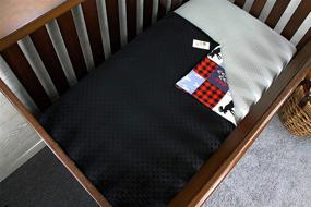 img 2 attached to 🦌 Minky Baby Blanket with Moose, Bear, and Deer Heads, Trees and Vines Design - Red and Black Plaid, White, and Gray