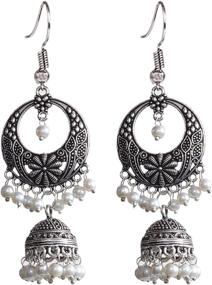 img 4 attached to Sansar India Oxidized Chandbali Earrings