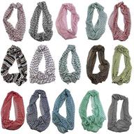 🧣 adorox set of 6 fashion protection face wraps with warm & cool colors, pattern prints | chevron sheer infinity circle neck scarves for warm winter | lightweight logo