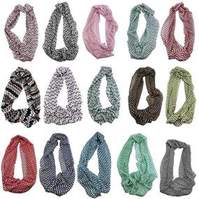 img 4 attached to 🧣 Adorox Set of 6 Fashion Protection Face Wraps with Warm & Cool Colors, Pattern Prints | Chevron Sheer Infinity Circle Neck Scarves for Warm Winter | Lightweight