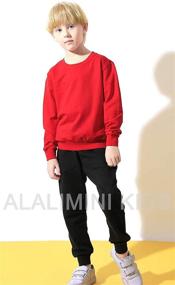 img 2 attached to 👕 ALALIMINI Crewneck Sweatshirts for Boys and Girls Toddlers - Solid Cotton Long Sleeve Pullover T-Shirts