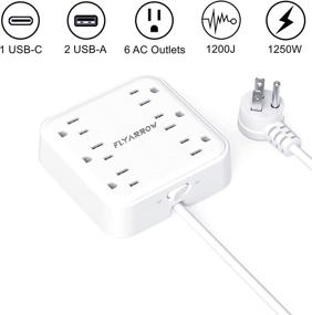 img 3 attached to 🔌 UL/ETL Listed Surge Protector Power Strip with USB C Ports (Support PD20W-QC3.0), 5 Ft Extension Cord, 3 USB Ports, 6 Outlets, 1200J - Ideal for Desk Accessories, Cruise, Travel, Dorm, Home Office - Flat Plug Design