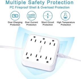 img 1 attached to 🔌 UL/ETL Listed Surge Protector Power Strip with USB C Ports (Support PD20W-QC3.0), 5 Ft Extension Cord, 3 USB Ports, 6 Outlets, 1200J - Ideal for Desk Accessories, Cruise, Travel, Dorm, Home Office - Flat Plug Design