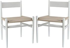 img 4 attached to 🪑 Stone & Beam Mid-Century Dining Chair Set of 2 - White/Natural, 21.9"W - Birch Wood - Amazon Brand