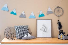 img 1 attached to 🏔️ ELLA & MAX Kids Nursery Decor Mountain Garland Banner in Baby Blue, Grey, and Turquoise Felt Bunting. Woodland Theme Rustic Nursery Decor. Handmade in USA. (Baby Blue, Grey, and Turquoise)