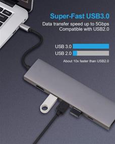 img 2 attached to 🐠 SWORDFISH USB C Hub: 7-in-1 Multiport Adapter for MacBook Pro, MacBook Air, USB C Laptops, Mobiles and More – 4K HDMI, 3 USB 3.0, SD/MicroSD Reader, 100W Power Delivery