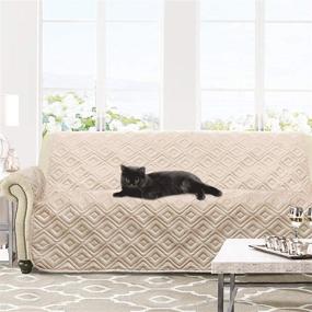 img 4 attached to 🛋️ DriftAway Marley Waterproof Furniture Protector: Quilted Cover for Couch, Ideal for Kids, Pets. Machine Washable Sofa Slipcover - Beige