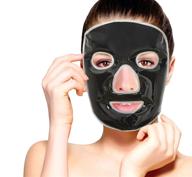 🌬️ fomi care x-large clay facial ice mask: cooling face mask for acne, swollen face, puffy eyes, dark circles, headache, migraine, sinus relief - natural clay filling with fabric backing logo