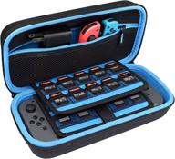 🧳 takecase carrying case for nintendo switch oled - protective hard case with pouch for adapter/charger, accessories, and 19 games storage - ideal for travel - blue/black logo