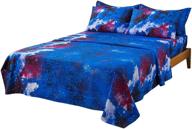 stylish 5-piece purple galaxy bedding set: twin size duvet cover, fitted sheet, and flat sheet included by cliab logo