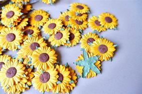 img 2 attached to 50 Pcs Sunflower Mulberry Paper: Craft Project with 2 Layers Flower and 1 Inch Brown Center