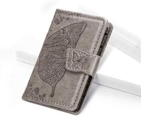 img 3 attached to Cmeka Cell Phone Wallet: Gray-Butterfly Credit Card 📱 Holder with 3M Adhesive for iPhone, Samsung, Sony & Android