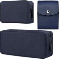 👜 canvas waterproof electronics organizer bag - portable universal accessories multifunction carrying case - navy blue travel cable organizer pouch - set of 3 gadgets bags logo