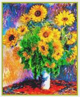 claude monet-inspired sunflower counted cross stitch pattern by orenco originals logo