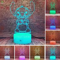 🌺 lilo and stitch 3d led lamp: 7 colors smart touch remote control night light for home décor, kids toys, xmas/birthday gift logo