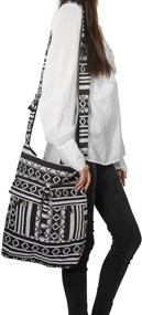 img 3 attached to 👜 Tribe Azure Aztec Black White Woven Handmade Crossbody Hobo Women Shoulder Bag: Casual & Chic Large Sling