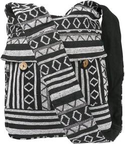 img 4 attached to 👜 Tribe Azure Aztec Black White Woven Handmade Crossbody Hobo Women Shoulder Bag: Casual & Chic Large Sling