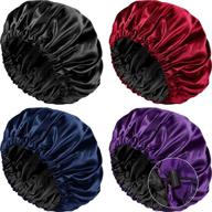 🎀 adjustable large satin sleep cap for women - premium satin bonnet for natural, long, and curly hair – sleep bonnet hair cap for better haircare during sleep logo