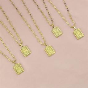 img 2 attached to 🎁 JoycuFF Gold Initial Necklace for Women Pendant, Trendy Handmade Square Layered Necklace, Stainless Steel Jewelry for Girls, 16-24 Inch, Perfect Birthday or Christmas Gift