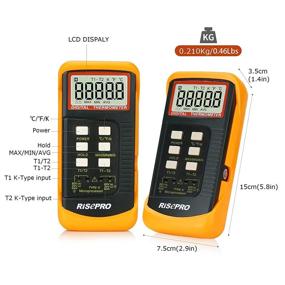 img 3 attached to 🌡️ RISEPRO Dual Measurement Meter Sensor - Handheld Desktop High Temperature Kelvin Scale Thermometer with 2 Channels, 4 Thermocouples (2 Wired & 2 Stainless Steel) -58~2372°F (-50~1300°C)