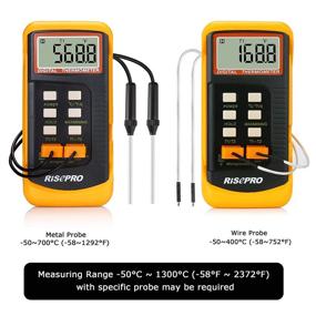 img 2 attached to 🌡️ RISEPRO Dual Measurement Meter Sensor - Handheld Desktop High Temperature Kelvin Scale Thermometer with 2 Channels, 4 Thermocouples (2 Wired & 2 Stainless Steel) -58~2372°F (-50~1300°C)