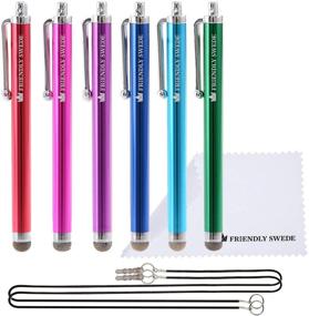 img 4 attached to 🖊️ The Friendly Swede Bundle Micro-Knit Hybrid Fiber Tip Universal Capacitive Stylus Pens - Vibrant Colors (Hot Pink, Aqua Blue, Green, Dark Blue, Red, Purple)