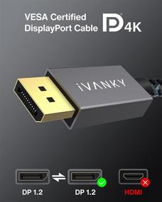 img 3 attached to 🔌 Кабель DisplayPort высокой скорости с сертификатом VESA от iVANKY - 6,6 фт / 2м, 4K@60Гц, 2K@165Гц, 2K@144Гц, золоченый с оплеткой, для игрового монитора, графической карты, телевизора, ПК, ноутбука.