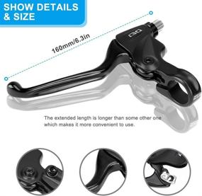 img 2 attached to 🚴 Black Stainless Steel Bicycle Brake Lever Pair with Extended 160mm Handlebar, 22.2mm Diameter | Ideal for Road, Mountain, and Folding Bikes