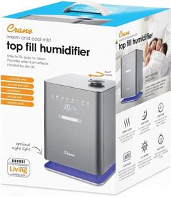 img 1 attached to 🌬️ Crane Warm & Cool Mist Top Fill Humidifier: Remote Control, 1.2 Gallon Capacity, 500 Sq. Ft Coverage, UV Ionizing Light, Metallic Design