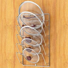 img 1 attached to 🍳 Organize Your Kitchen with the Wall Door Mounted Pot Lid Rack in Chrome Finish