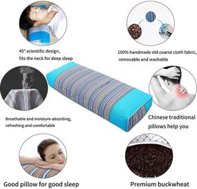 img 1 attached to 🌾 Buckwheat Pillow: 100% Organic Coarse Cloth Package with Massaging Effect for Improved Sleep Quality - Green (Blue)