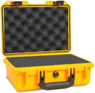 📷 hildryn waterproof hard case with foam, yellow 13.18x10.23x5.12 inches - hard sided plastic camera case for outdoor, travel, household & safety storage - tsa approved logo