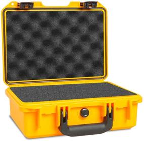 img 4 attached to 📷 HILDRYN Waterproof Hard Case with Foam, Yellow 13.18x10.23x5.12 inches - Hard Sided Plastic Camera Case for Outdoor, Travel, Household & Safety Storage - TSA Approved