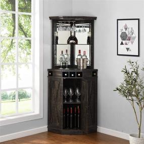 img 3 attached to 🍷 Stylish Home Source Charcoal Corner Bar Unit: Wine Rack & Lower Cabinet Included!