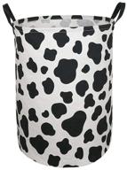 🐄 kunro toy bin: waterproof storage organizer for nursery hamper - home decor closet kids bedroom laundry - baby gift shelf baskets - round cow pattern logo