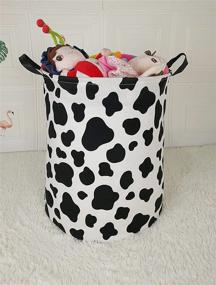 img 2 attached to 🐄 KUNRO Toy Bin: Waterproof Storage Organizer for Nursery Hamper - Home Decor Closet Kids Bedroom Laundry - Baby Gift Shelf Baskets - Round Cow Pattern