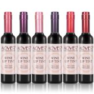 long-lasting wine lip tint - 6 color options, natural liquid lipstick gloss with matte finish - mini makeup sticks in wine bottle design logo