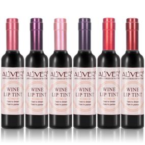 img 4 attached to Long-Lasting Wine Lip Tint - 6 Color Options, Natural Liquid Lipstick Gloss with Matte Finish - Mini Makeup Sticks in Wine Bottle Design